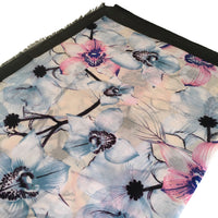 A-SHU LARGE DARK BROWN BORDER FLORAL PRINT SCARF - A-SHU.CO.UK