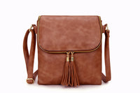 A-SHU LARGE DUSKY PINK TASSEL MULTI COMPARTMENT CROSS BODY SHOULDER BAG WITH LONG STRAP - A-SHU.CO.UK