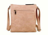 A-SHU LARGE BLUSH PINK MULTI COMPARTMENT CROSSBODY BAG WITH LONG STRAP - A-SHU.CO.UK