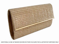 A-SHU LARGE BLACK AND SILVER METALLIC FOLD OVER CLUTCH BAG WITH LONG CHAIN STRAP - A-SHU.CO.UK