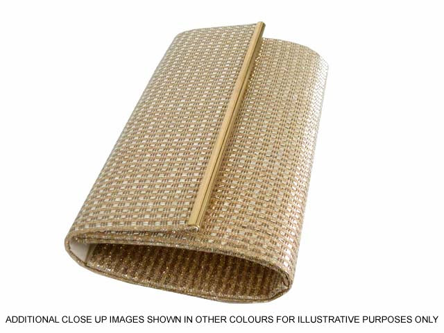 A-SHU LARGE BLACK AND SILVER METALLIC FOLD OVER CLUTCH BAG WITH LONG CHAIN STRAP - A-SHU.CO.UK