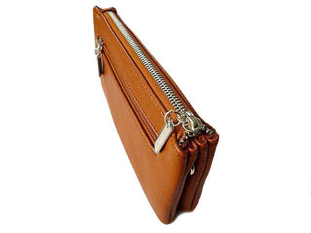 A-SHU LARGE MULTI-COMPARTMENT CROSS-BODY PURSE BAG WITH WRIST AND LONG STRAPS - TAN - A-SHU.CO.UK