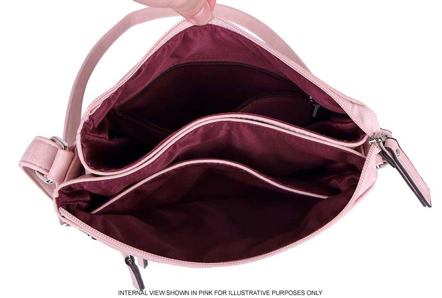 A-SHU LARGE RED MULTI COMPARTMENT CROSSBODY BAG WITH LONG STRAP - A-SHU.CO.UK