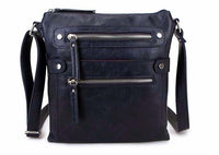 A-SHU LARGE NAVY BLUE MULTI COMPARTMENT CROSSBODY BAG WITH LONG STRAP - A-SHU.CO.UK