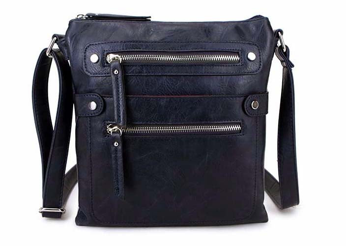 A-SHU LARGE NAVY BLUE MULTI COMPARTMENT CROSSBODY BAG WITH LONG STRAP - A-SHU.CO.UK