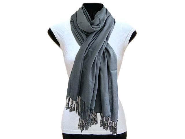 A-SHU LARGE PLAIN GREY LIGHTWEIGHT SOFT TOUCH PASHMINA SCARF - A-SHU.CO.UK