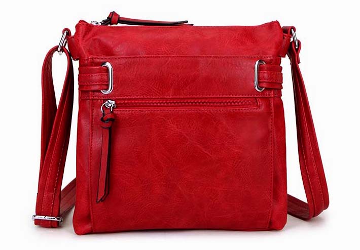 A-SHU LARGE RED MULTI COMPARTMENT CROSS BODY OVER SHOULDER BAG WITH LONG STRAP - A-SHU.CO.UK