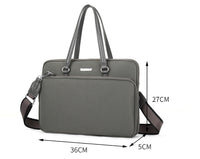 LIGHTWEIGHT GREY MULTI COMPARTMENT LAPTOP HANDBAG WITH LONG SHOULDER STRAP