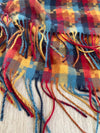 LONG RED MULTICOLOUR WOOL MIX CHECKED TARTAN SCARF