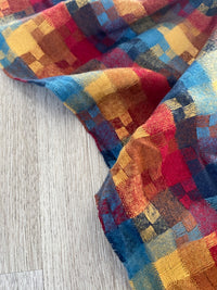 LONG RED MULTICOLOUR WOOL MIX CHECKED TARTAN SCARF