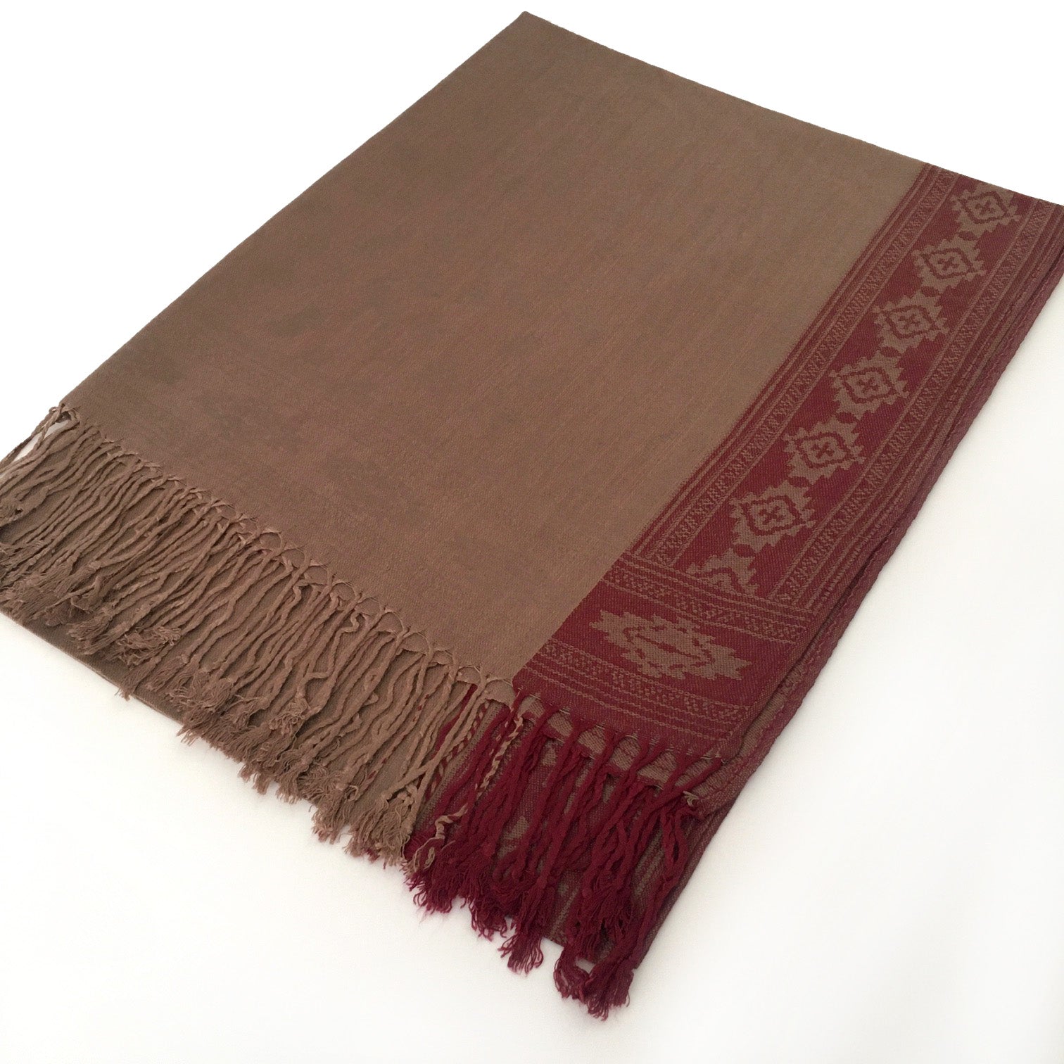 A-SHU MOCHA ANIMAL PRINT REVERSIBLE PASHMINA SHAWL SCARF - A-SHU.CO.UK