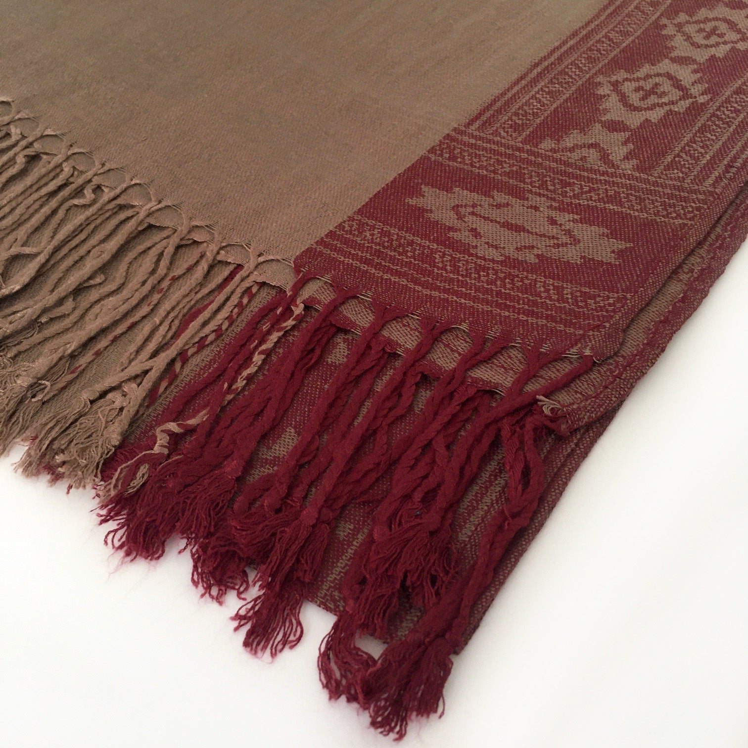 A-SHU MOCHA ANIMAL PRINT REVERSIBLE PASHMINA SHAWL SCARF - A-SHU.CO.UK