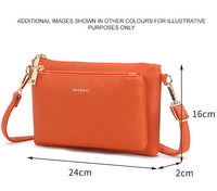 MULTI-POCKET CROSS BODY MESSENGER PURSE BAG WITH WRISTLET STRAP - RUST