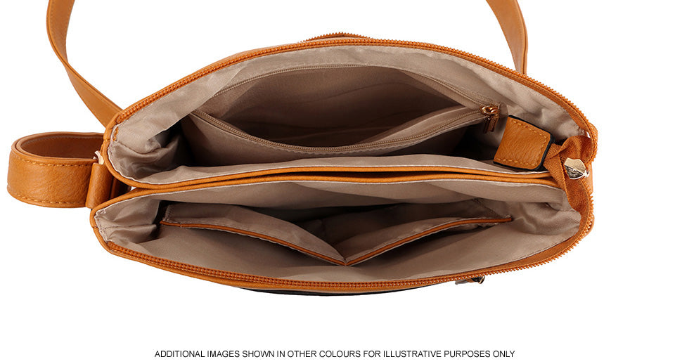 A-SHU TAN MULTI COMPARTMENT CROSS BODY SHOULDER BAG - A-SHU.CO.UK
