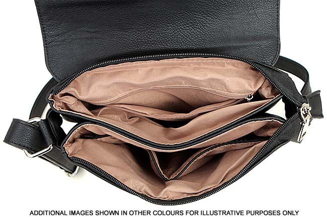 A-SHU LARGE DARK GREY MULTI POCKET CROSS BODY MESSENGER BAG - A-SHU.CO.UK