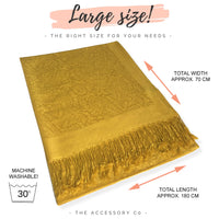 MUSTARD YELLOW PAISLEY PRINT REVERSIBLE PASHMINA SHAWL SCARF