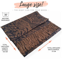 NAVY BRONZE LARGE SNAKESKIN PRINT REVERSIBLE PASHMINA SHAWL SCARF