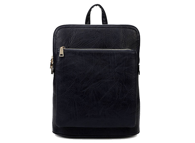 A-SHU NAVY BLUE MULTI COMPARTMENT CROSS BODY BACKPACK - A-SHU.CO.UK
