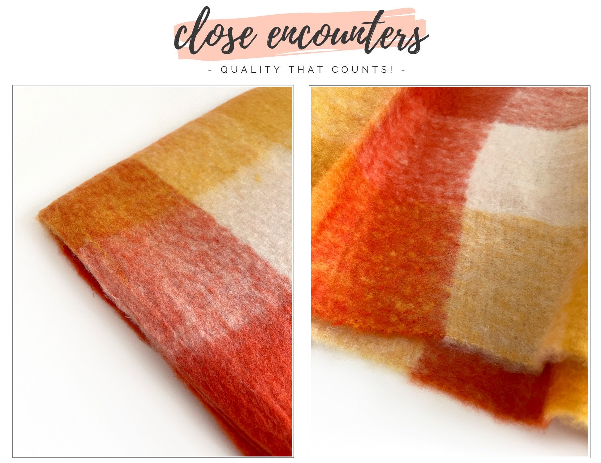 ORANGE CHECKED WOOL RAINBOW BLANKET SCARF OVERSIZED WINTER SHAWL WRAP