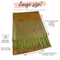 PAISLEY PRINT GREEN LIGHTWEIGHT PASHMINA SHAWL SCARF