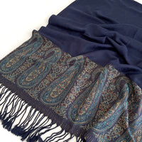 PAISLEY PRINT NAVY BLUE LIGHTWEIGHT PASHMINA SHAWL SCARF