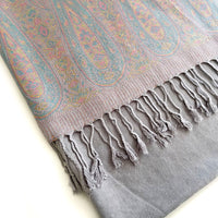 PAISLEY PRINT SILVER LIGHTWEIGHT PASHMINA SHAWL SCARF