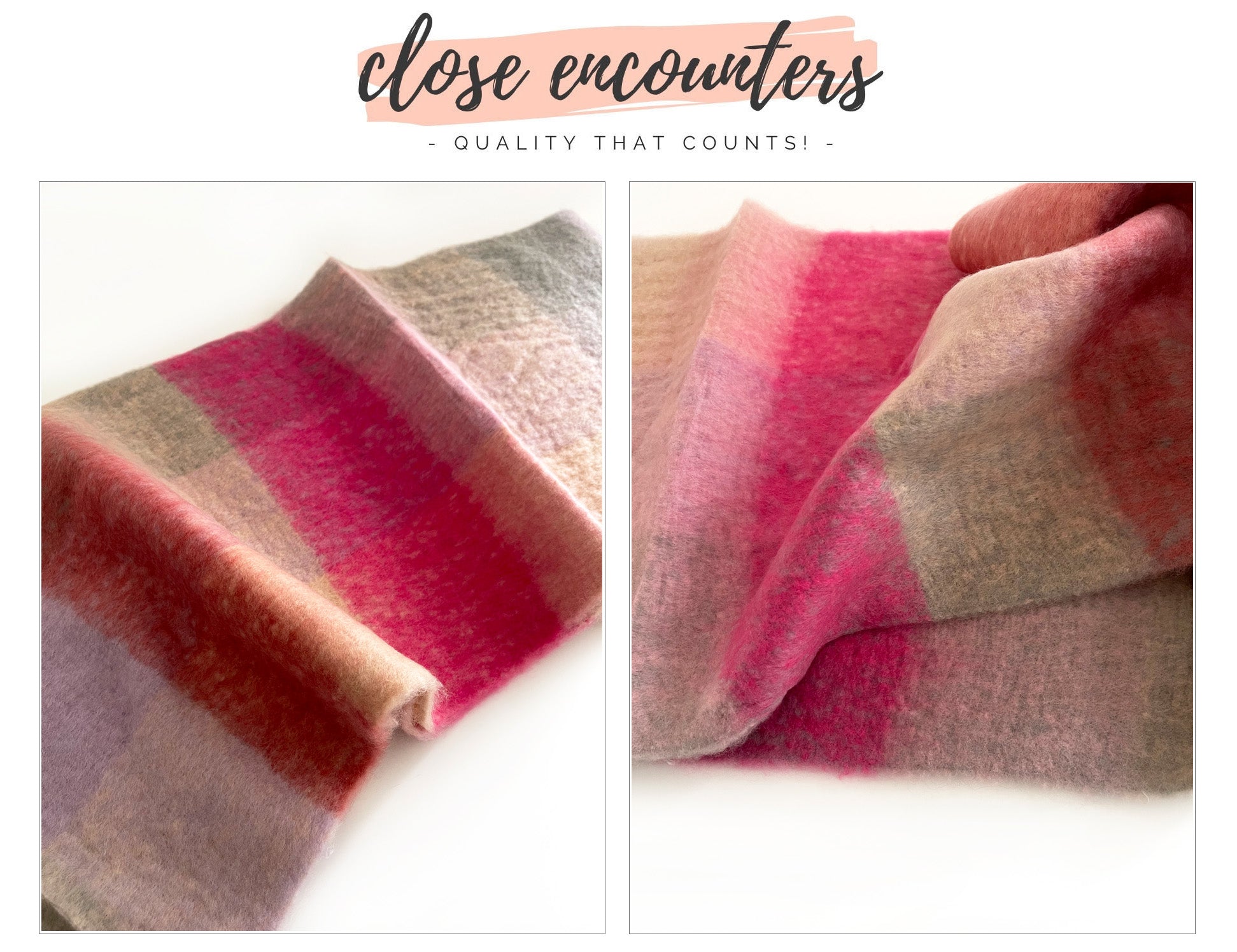 PINK CHECKED WOOL RAINBOW BLANKET SCARF OVERSIZED WINTER SHAWL WRAP