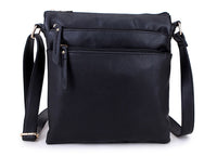 A-SHU PLAIN BLACK MULTI COMPARTMENT CROSS BODY SHOULDER BAG - A-SHU.CO.UK