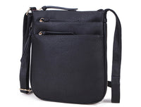 A-SHU PLAIN CURVED BLACK MULTI COMPARTMENT CROSS BODY SHOULDER BAG - A-SHU.CO.UK
