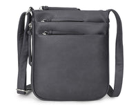 A-SHU PLAIN CURVED DARK GREY MULTI COMPARTMENT CROSS BODY SHOULDER BAG - A-SHU.CO.UK