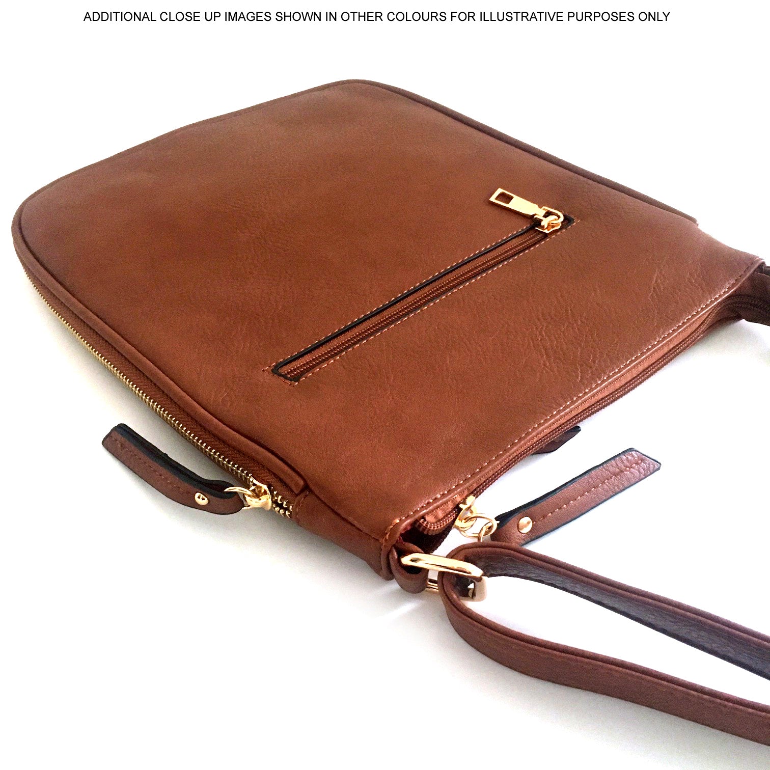 A-SHU PLAIN CURVED BLACK MULTI COMPARTMENT CROSS BODY SHOULDER BAG - A-SHU.CO.UK