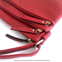 A-SHU PLAIN BURGUNDY MULTI COMPARTMENT CROSS BODY SHOULDER BAG - A-SHU.CO.UK