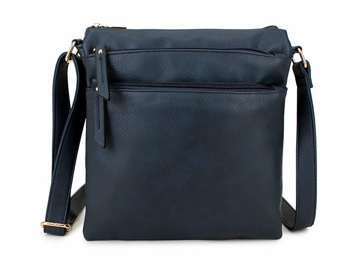 A-SHU PLAIN NAVY BLUE MULTI COMPARTMENT CROSS BODY SHOULDER BAG - A-SHU.CO.UK