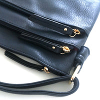A-SHU PLAIN NAVY BLUE MULTI COMPARTMENT CROSS BODY SHOULDER BAG - A-SHU.CO.UK
