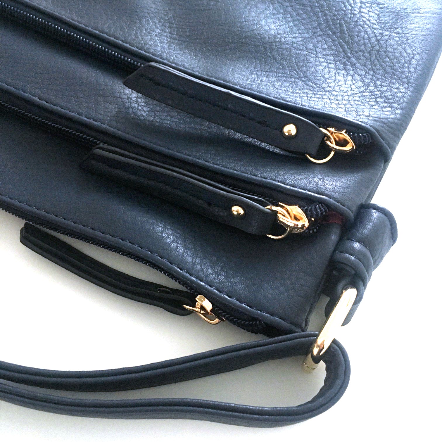 A-SHU PLAIN NAVY BLUE MULTI COMPARTMENT CROSS BODY SHOULDER BAG - A-SHU.CO.UK