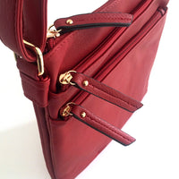 A-SHU PLAIN RED MULTI COMPARTMENT CROSS BODY SHOULDER BAG - A-SHU.CO.UK