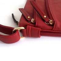 A-SHU PLAIN RED MULTI COMPARTMENT CROSS BODY SHOULDER BAG - A-SHU.CO.UK