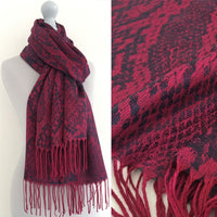 PURPLE BERRY LARGE SNAKESKIN PRINT REVERSIBLE PASHMINA SHAWL SCARF