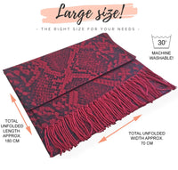 PURPLE BERRY LARGE SNAKESKIN PRINT REVERSIBLE PASHMINA SHAWL SCARF