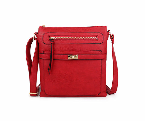 A-SHU RED MULTI COMPARTMENT CROSS BODY SHOULDER BAG - A-SHU.CO.UK