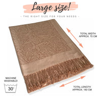 ROSE GOLD PAISLEY PRINT REVERSIBLE PASHMINA SHAWL SCARF