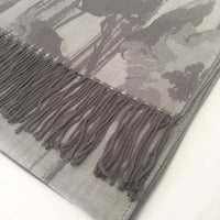 A-SHU SILVER GREY REVERSIBLE PASHMINA SHAWL SCARF IN ABSTRACT FLORAL PRINT - A-SHU.CO.UK