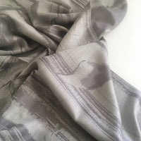 A-SHU SILVER GREY REVERSIBLE PASHMINA SHAWL SCARF IN ABSTRACT FLORAL PRINT - A-SHU.CO.UK