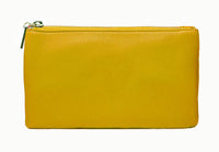 SMALL MULTI-POCKET CROSSBODY PURSE BAG WITH WRISTLET AND LONG STRAP - MUSTARD YELLOW