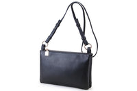 SMALL PLAIN BLACK MULTI-POCKET CROSS BODY MESSENGER BAG