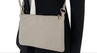 SMALL PLAIN LIGHT GREY MULTI-POCKET CROSS BODY MESSENGER BAG