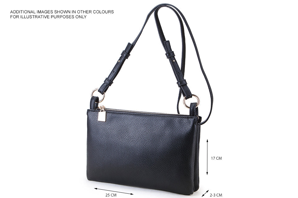 SMALL PLAIN PEWTER MULTI-POCKET CROSS BODY MESSENGER BAG