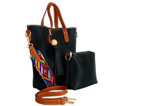 A-SHU SMALL BLACK TASSEL TOTE BAG SET WITH CROSSBODY BAG AND LONG SHOULDER STRAPS - A-SHU.CO.UK