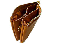 A-SHU SMALL MULTI-COMPARTMENT CROSS-BODY PURSE BAG WITH WRIST AND LONG STRAPS - TAN - A-SHU.CO.UK