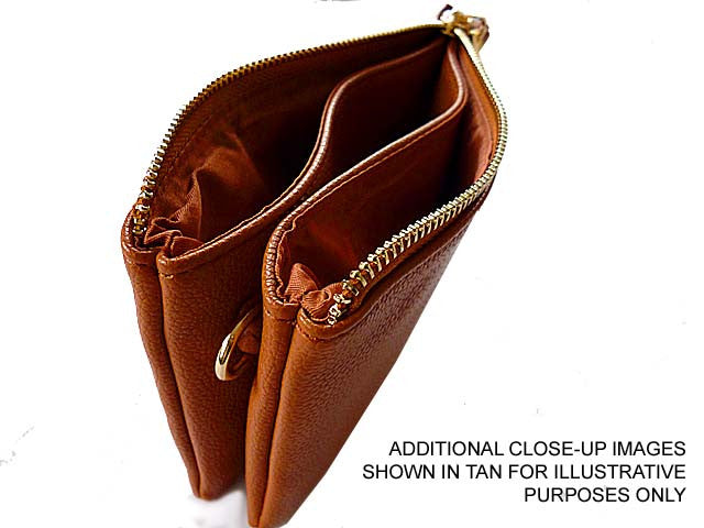 A-SHU SMALL MULTI-COMPARTMENT CROSS-BODY PURSE BAG WITH WRIST AND LONG STRAPS - METALLIC BLUE - A-SHU.CO.UK